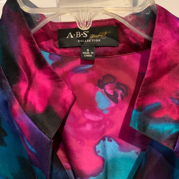 ABS Allen Schwartz puffed sleeve watercolor blouse - Picture 3 of 4